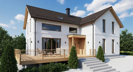煙突のある戸建住宅