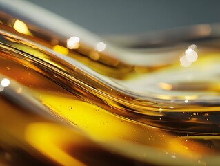 Macro high-resolution capture of olive oil surface showcasing glossy texture and rich color