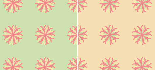 Abstract mandala-liked seamless pattern in calming pastel variations — for fashion apparel, stationery, home textiles, and decorative interior surfaces — non-food-contact