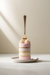 Delicate Layered Ice Cream Bites, High-End Minimalist Studio Shot