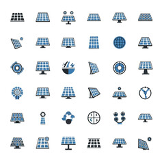 Solar panels representing various renewable energy solutions for sustainable power generation in a clean and modern style.