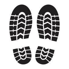 Two pairs of rugged boot shoe prints footprints tread pattern design