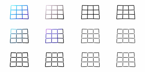 Collection of modern grid icons, perfect for website design and user interface elements, offering a clean and versatile look for any digital project, scalable