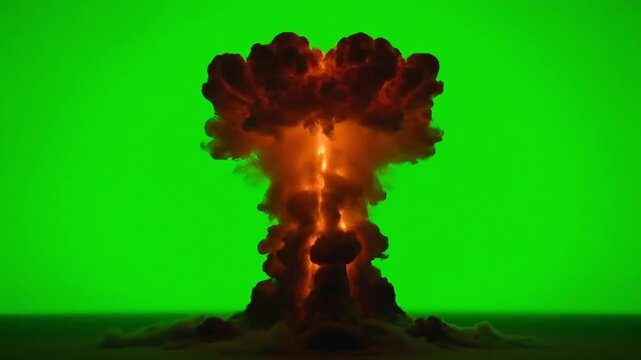 Bright explosion effect animation against vibrant green screen, perfect for visual effects and compositing in film and video projects