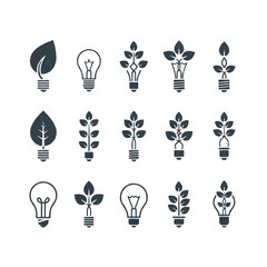 Lightbulbs sprout leaves representing ecofriendly energy solutions and sustainable practices for a greener future, promoting environmental awareness and conservation.