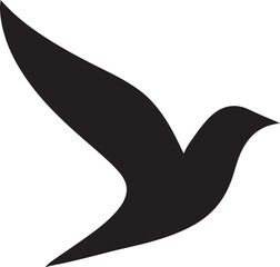 Minimalist flying bird silhouette logo symbolizing freedom, elegance, nature, and modern design.