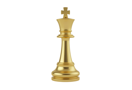 3D render of golden chess king collection showcasing luxury elegance.
