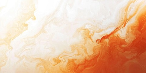 A vibrant orange and white abstract painting with swirling patterns and a gradient effect, featuring a mix of warm and cool colors.