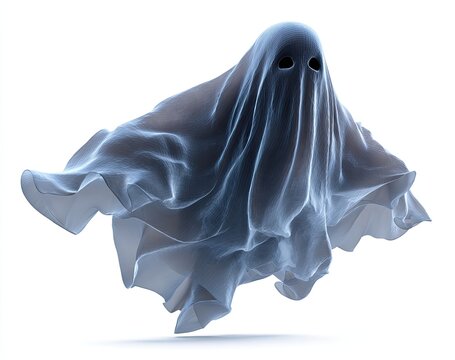 Ghostly figure in translucent sheet