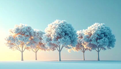 Winter wonderland scene with frosted trees