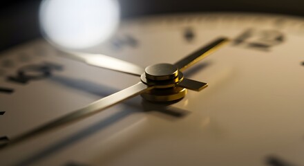 Golden Clock Hands Reflecting Light on a Blurred Watch Face, Capturing the Essence of Time Management, Urgency, and Precision in a Dynamic Moment
