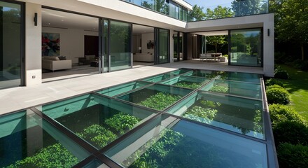 Modern House with Glass Floor Garden Feature