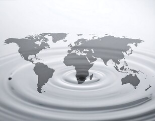 World map ripples on water