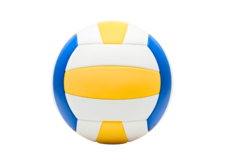 Blue and yellow volleyball isolated on transparent background