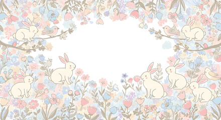 Easter rabbits and birds in floral design