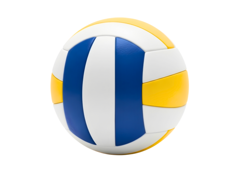 Blue and yellow volleyball isolated on transparent background