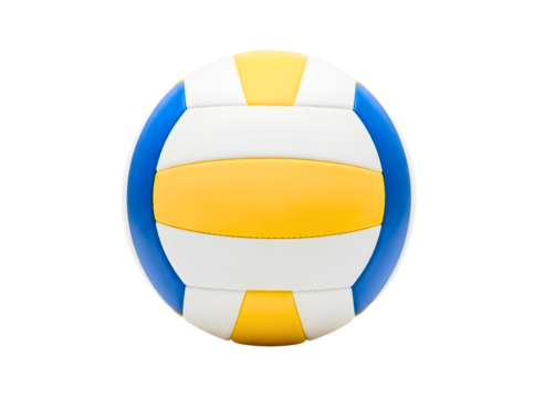 Blue and yellow volleyball isolated on transparent background