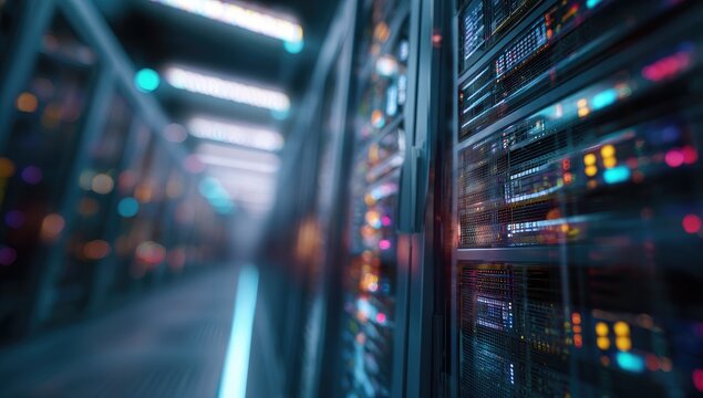 Interior server rack room - Powered by Adobe