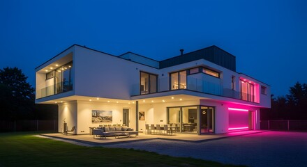 Obraz premium Modern Luxury Home at Dusk