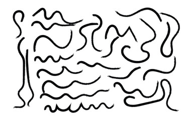 Abstract black organic wavy lines on a white background