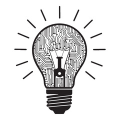 Fototapeta premium A light bulb with a circuit board pattern inside, symbolizing innovation and technology, isolated on white background a creative concept for ideas