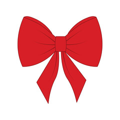 Simple red bow for gift decoration present.
