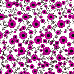 Vibrant Pink Floral Seamless Pattern