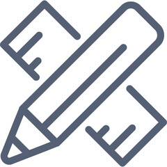 Blue Pencil And Ruler Icon Symbolizing Measurement And Design On A Transparent Background In A Clean Minimalist Style