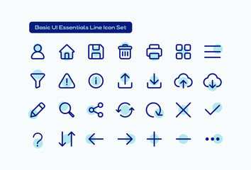 Basic UI Essentials Line Icon Set