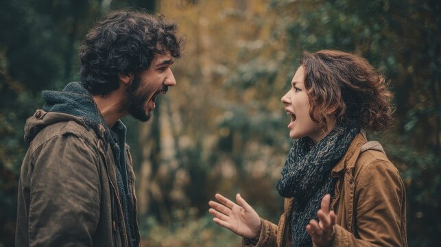 Couple argues harshly outdoors ending their relationship