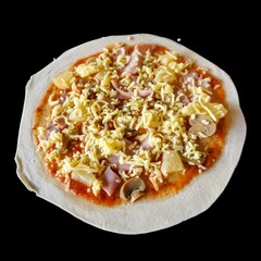 pizza isolated on black