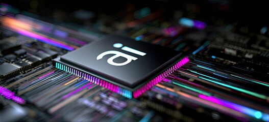 Close-up of a modern circuit board with a highlighted processor