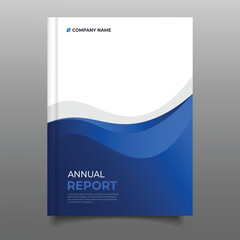 Business corporate annual report cover template flyer blue wavy design