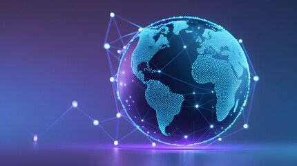 Fototapeta premium 3D globe with network lines — representing global communication and innovation