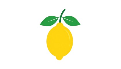 Yellow lemon with green leaves