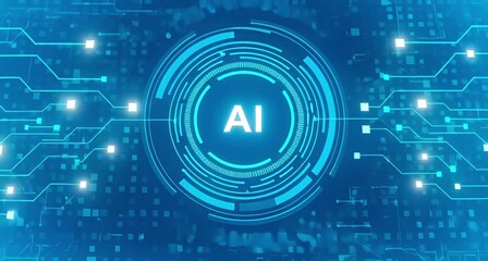 Futuristic ai interface with glowing concentric circles and digital data streams, representing artificial intelligence and advanced technology animated 4k video - Powered by Adobe