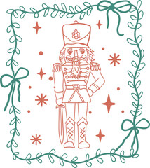 Christmas Nutcracker Hand-Drawn Frame T shirt Design