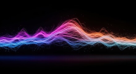 Vibrant abstract sound wave energy flow with colorful gradient and glowing effect