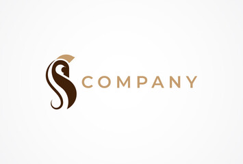 Letter S Horse Logo, Minimalist Horse  with Letter S combination logo design, vector illustration