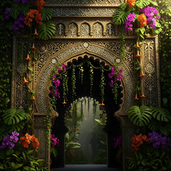 Ornate archway with floral adornments