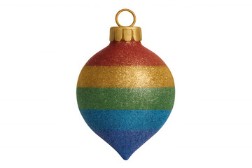 Christmas ornament featuring rainbow colors, representing pride and inclusivity during holiday season, transparent background