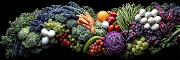 Colorful array of fresh fruits and vegetables