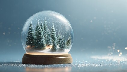 Snow globe with winter forest scene