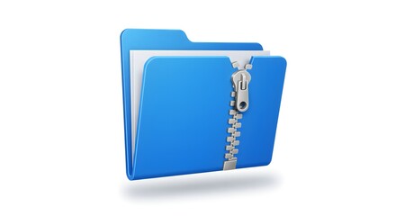 Compressed Folder Icon with Zipper Illustration of Data Compression and File Archiving
