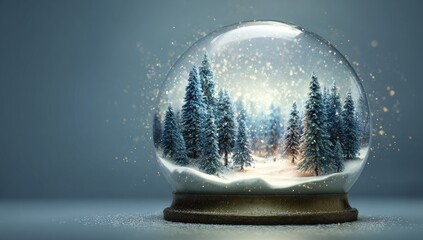 Winter scene in a glass snow globe
