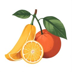 orange fruit with leaves