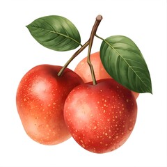 red cherry with leaf