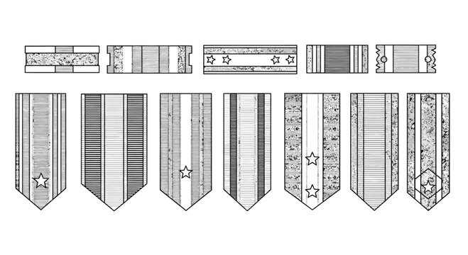 Collection of masonic regalia ribbons and sashes with symbols