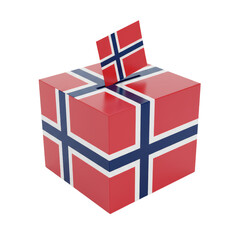 Conceptual rendering of a ballot box with the Norwegian flag for democratic election
