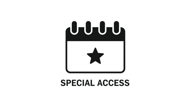 Calendar icon with star and special access text